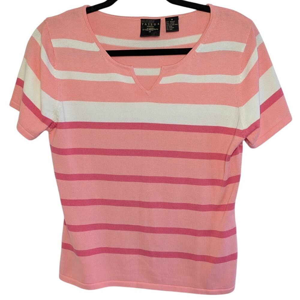 Vintage Tailor pink striped short sleeve top size medium